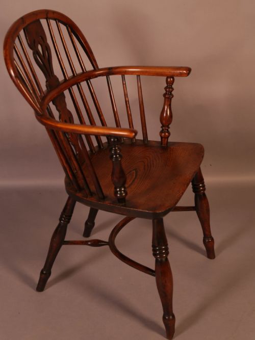 A Yew Wood Low Windsor Chair Rockley Maker C 1840