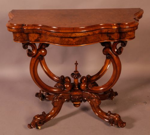 A Victorian Burr Walnut Games Table