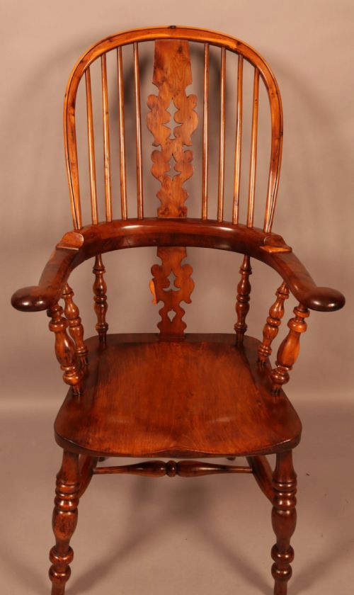 A Yew Wood Broad Arm Windsor Chair Allsop Worksop