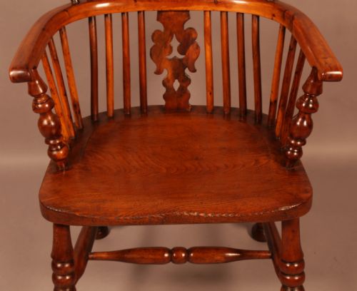 YEW WOOD HIGH WINDSOR CHAIR C 1850 - ADDITIONAL PHOTO 3