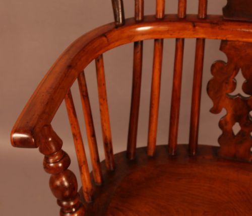 YEW WOOD HIGH WINDSOR CHAIR C 1850 - ADDITIONAL PHOTO 4