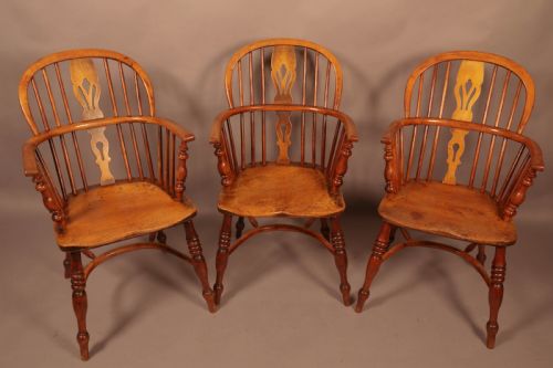 A Set of 3 Low Back Windsor Chairs