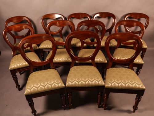 A Quality Set of 12 Victorian Balloon Back Dining Chairs