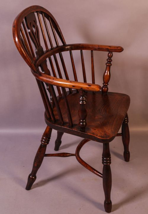 A Yew Wood Low Windsor Chair by Elizabeth Gabbitass