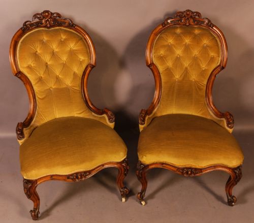 Matching Pair of Victorian Salon Chairs