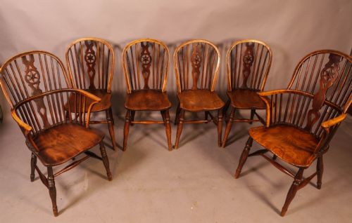 A Set of 6 Kitchen Windsor Chairs Ash and Elm Thames Valley