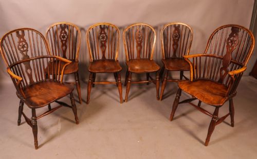 fig 1. A Set of 6 Kitchen Windsor Chairs Ash and Elm Thames Valley