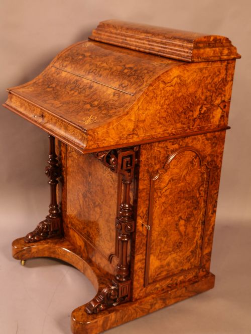 A Superb Victorian Burr Walnut "Jack in a Box" Davenport
