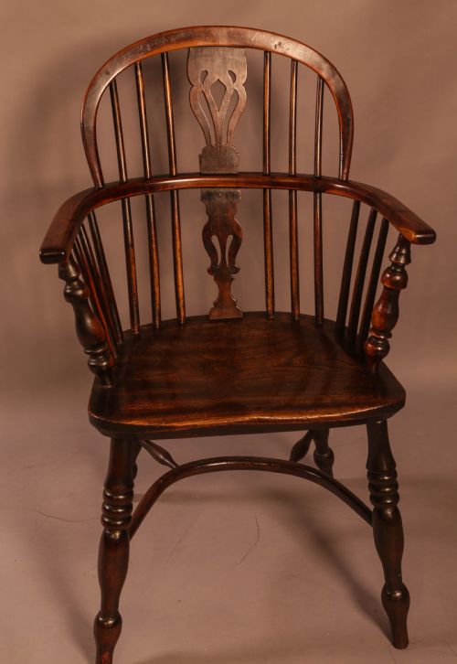 A Yew Wood Low Windsor Chair Rockley Maker