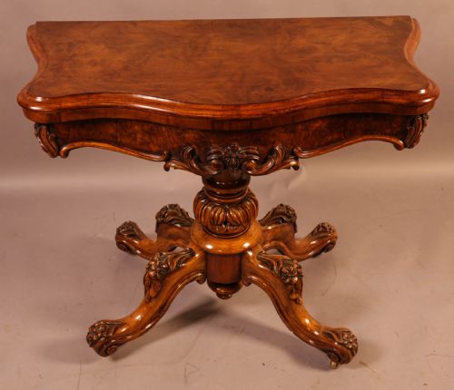 A Victorian Burr Walnut Games Table