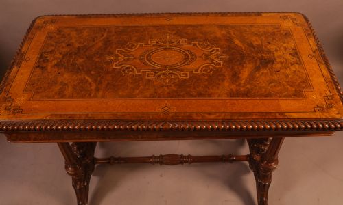 A Super Quality Victorian Burr Walnut and Marquetry Games Table
