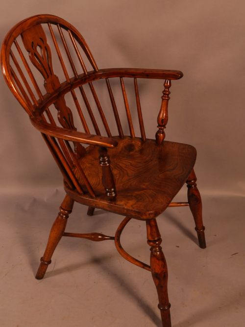 A Yew Wood Low Windsor Chair Rockley Maker