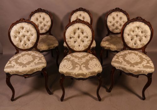 A Fantastic Set of 6 Victorian Walnut Dining Chairs