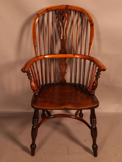 A Good Yew Wood High Back Windsor Chair Rockley Maker