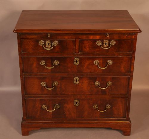 Rare English Walnut Small Chest of Drawers 2 Ft 6 Inch