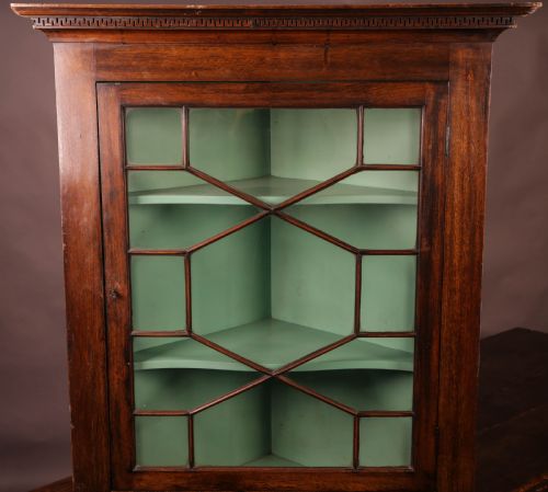 GEORGIAN MAHOGANY CORNER CUPBOARD GLAZED - ADDITIONAL PHOTO 1