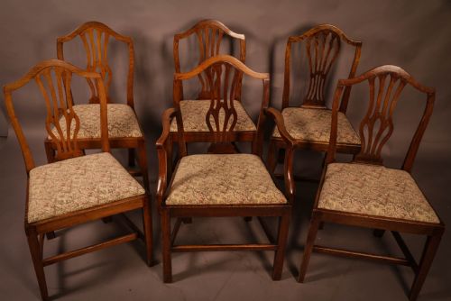A Set of 6 Georgian Dining Chairs  Hepplewhite