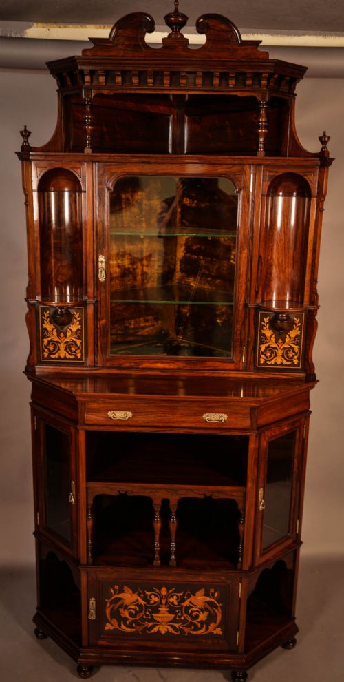 Rosewood Corner Display Cabinet by Gillows