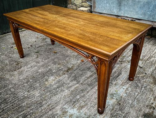 A Good Victorian Gothic Refectory Dining Table