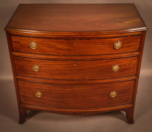 A Very Good Georgian 3 High Bow Front Chest