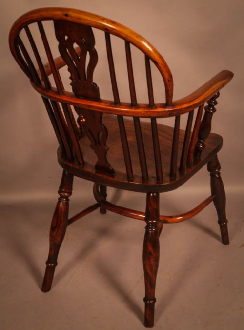 A YEW WOOD LOW BACK WINDSOR CHAIR ROCKLEY MAKER - ADDITIONAL PHOTO 4