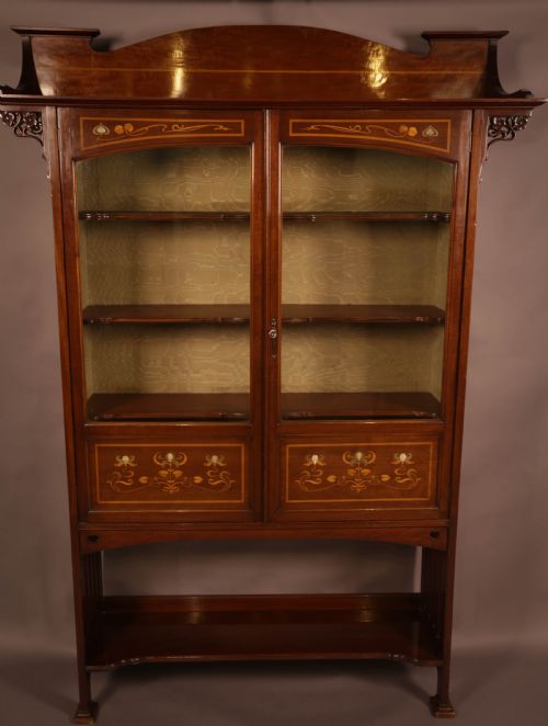 A Good Art Nouveau Display Cabinet in Mahogany