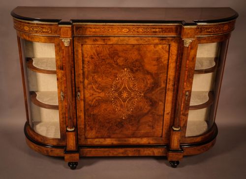 a victorian burr walnut credenza - CATEGORY: ANTIQUE SIDEBOARDS - DATED 19TH CENTURY