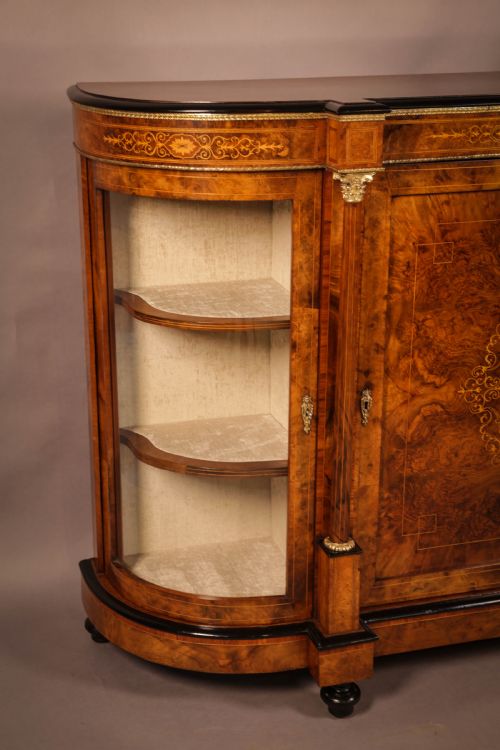 A VICTORIAN BURR WALNUT CREDENZA - ADDITIONAL PHOTO 5