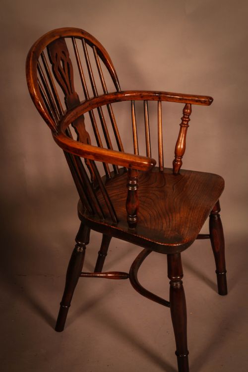A Yew Wood Low Back Windsor Chair by Whitworth of Gamston