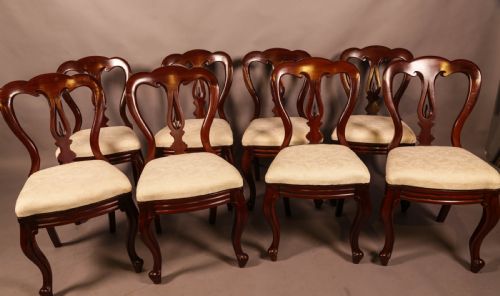 A SET OF 8 VICTORIAN SPEAR POINT BALLOON BACK DINING CHAIRS - ADDITIONAL PHOTO 1