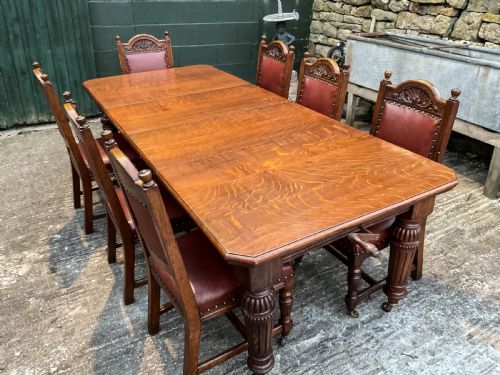 Oak Extending Dining Table and Set of Matching Chairs