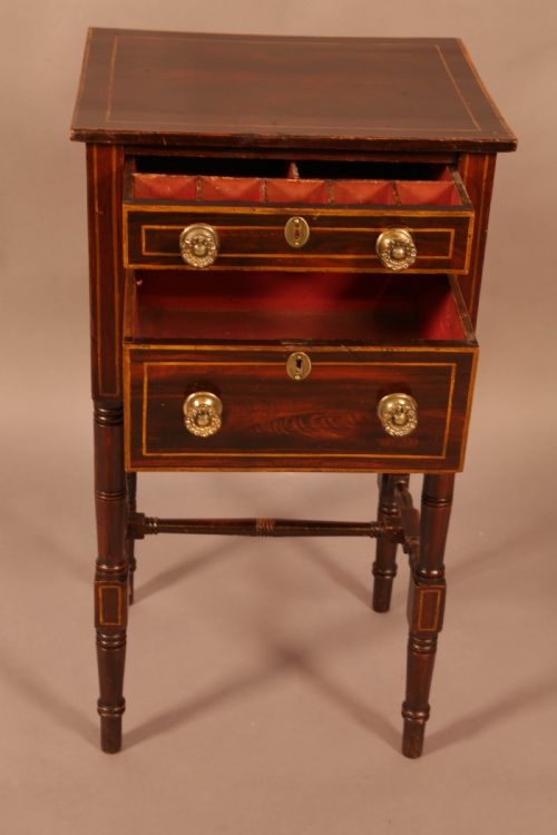 GEORGIAN SEWING TABLE SIMULATED ROSEWOOD - ADDITIONAL PHOTO 1