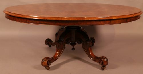 A VICTORIAN BURR WALNUT COFFEE TABLE - ADDITIONAL PHOTO 4