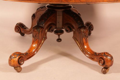 A VICTORIAN BURR WALNUT COFFEE TABLE - ADDITIONAL PHOTO 6