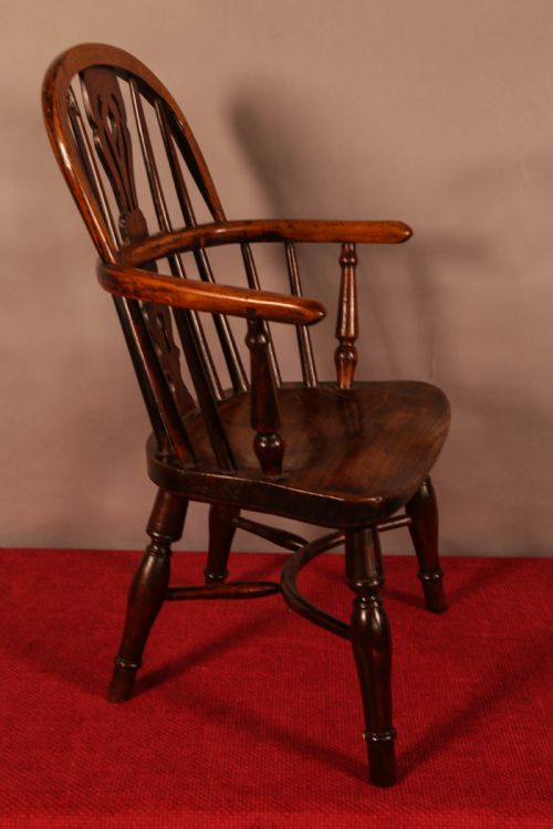 A Very Rare Childs Windsor Chair Stamped Wheatland Rockley C 1830