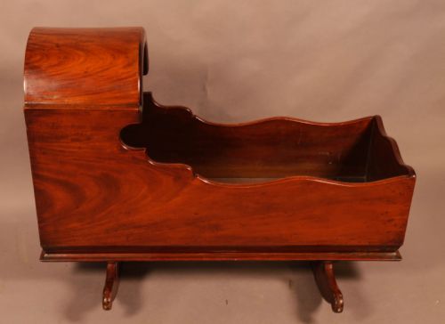 A CHILDS MAHOGANY CRIB C 1870 - ADDITIONAL PHOTO 1