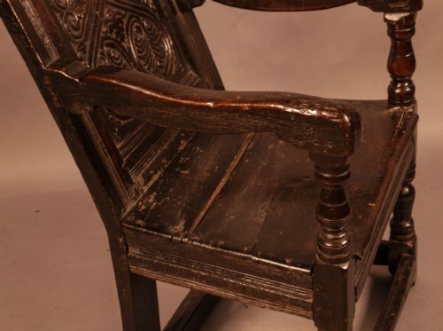 17TH CENTURY ARMCHAIR IN OAK DATED 1688 - ADDITIONAL PHOTO 8