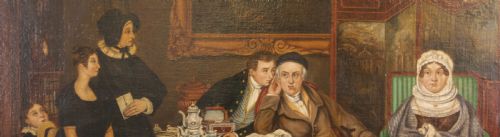 A LARGE NAIVE OIL ON CANVAS INTERIOR SCENE - ADDITIONAL PHOTO 4