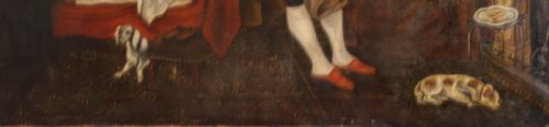 A LARGE NAIVE OIL ON CANVAS INTERIOR SCENE - ADDITIONAL PHOTO 5