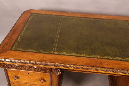 A GOOD QUALITY PARTNERS DESK IN OAK - ADDITIONAL PHOTO 6