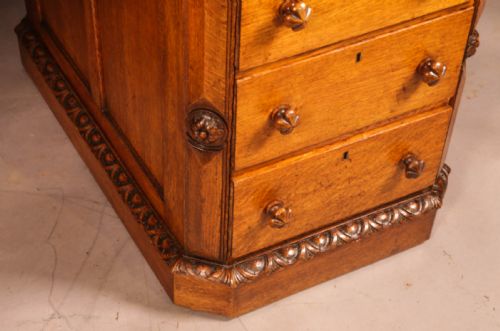A GOOD QUALITY PARTNERS DESK IN OAK - ADDITIONAL PHOTO 9