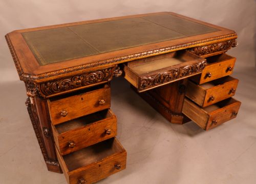A GOOD QUALITY PARTNERS DESK IN OAK - ADDITIONAL PHOTO 10