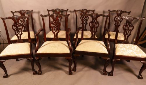 a set of 8 mahogany dining chairs in the chippendale style c 1900 - CATEGORY: ANTIQUE CHAIRS - DATED 1900