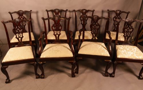 A SET OF 8 MAHOGANY DINING CHAIRS IN THE CHIPPENDALE STYLE C 1900 - ADDITIONAL PHOTO 1