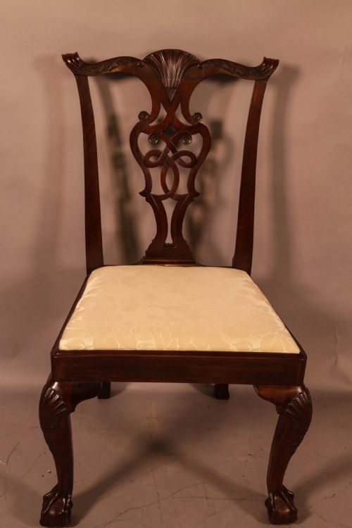 A SET OF 8 MAHOGANY DINING CHAIRS IN THE CHIPPENDALE STYLE C 1900 - ADDITIONAL PHOTO 4
