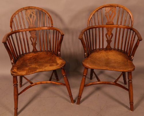 A RARE SET OF 6 YEW WOOD WINDSOR CHAIRS RETFORD MAKER WILLIAM WHEATLAND - ADDITIONAL PHOTO 4