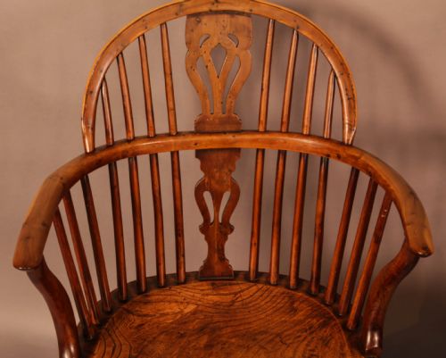 A RARE SET OF 6 YEW WOOD WINDSOR CHAIRS RETFORD MAKER WILLIAM WHEATLAND - ADDITIONAL PHOTO 8