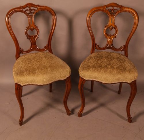 A SET OF 6 VICTORIAN DINING CHAIRS IN WALNUT - ADDITIONAL PHOTO 3