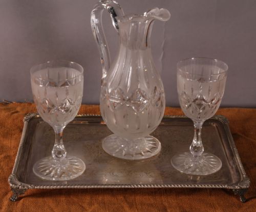 A GLASS WATER JUG AND 2 MATCHING GLASSES C 1840 - ADDITIONAL PHOTO 1