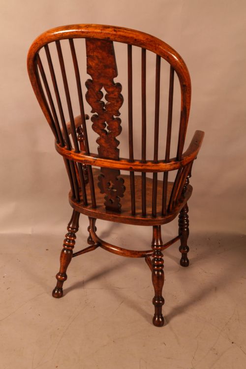 A SUPERB YEW WOOD HIGH BACK WINDSOR CHAIR ALLSOP WORKSOP - ADDITIONAL PHOTO 2